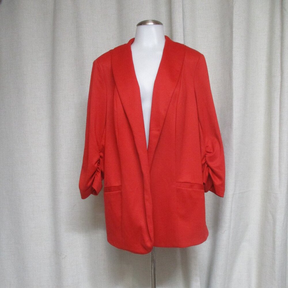 GRACE ELEMENTS red stretch open front blazer jacket PLUS size